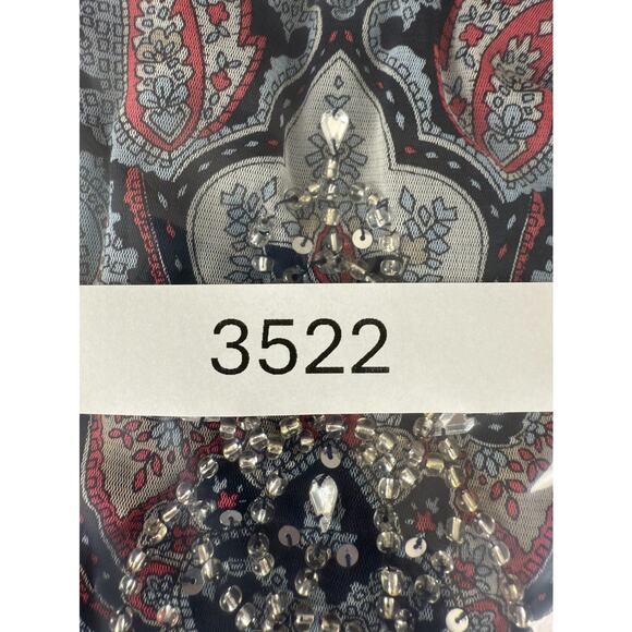 INC International Concepts Size M Paisley Keyhole Beaded Top Long Sleeve - Picture 7 of 7